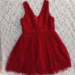 Rare Editions Elegant Red Sequin Dress Formal or Casual Party or Holidays Sz 7